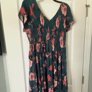 Torrid Midi Challis Smocked Dress- Size 1